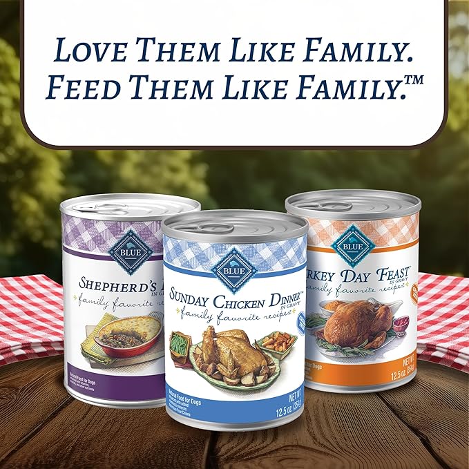 Blue Buffalo Family Favorites Adult Wet Dog Food, Made with Natural Ingredients, Sunday Chicken Dinner, 12.5-oz Can, 12 Count (Pack of 2)