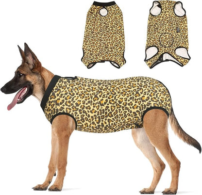 Jiupety Dog Surgical Recovery Suit Adjustable, Not Fit Slim and Long Body, Dogs Suit for Surgery Recovery, 2XL Size, Anti-Licking Surgical Dog Onesies, Leopard