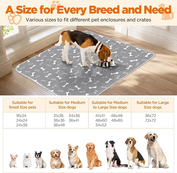Washable Pee Pads for Dogs,2 Pack 48"x60" Reusable Puppy Training Pads, Ultra-Absorbent and Leak-Proof Whelping Pads , Extra Large Potty Playpen Mat for Incontinence, Housebreak, Crate