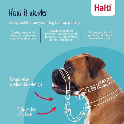 Halti Optifit Headcollar - Stop Your Dog Pulling on the Leash. Adjustable, Reflective and Lightweight, with Padded Nose Band. Dog Training Anti-Pull Collar for Large Dogs (Size Large)