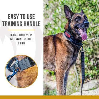 OneTigris Tough Dog Collars, Tactical Dog Collar with Handle, Milltary Adjustable Dog Collar with Heavy Duty Metal Buckle for Training (Medium (Pack of 1), Black)