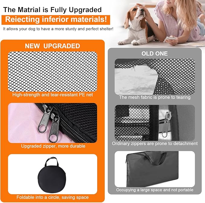 Dog Cat Playpen,Portable Pet Puppy Playpen,Rabbit Puppy Dog Play Pen for Indoors,Dogs Tent for Indoor Cats,Kitten Playpen,Collapsible Small Cats Crate Cage for Small Dogs with Carrying Case(Pink, L)