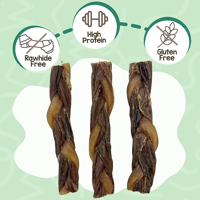 Nature Gnaws Braided Bully Twists for Dogs 5-6" (10 Count) - Long Lasting for Small and Medium Dogs - Natural Beef Dog Chew Bones