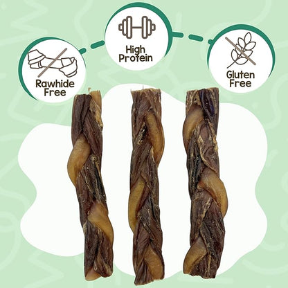 Nature Gnaws Braided Bully Twists for Dogs 5-6" (10 Count) - Long Lasting for Small and Medium Dogs - Natural Beef Dog Chew Bones