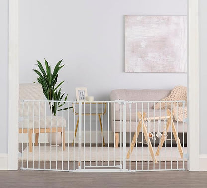 Regalo Safety 28"-76” Super Wide Configurable Baby Gate for Doorways & Open Spaces, 3-Panel Wall Mounted Safety Gate with Door for Babies, Toddlers & Pets, Includes Wall Mount Hardware