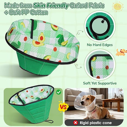 Soft Dog Cone Collar After Surgery: Foldable Long Comfortable Comfy Fabric Recovery Shame Elizabethan Stop Licking Small Medium Large Dogs (Green, XL)