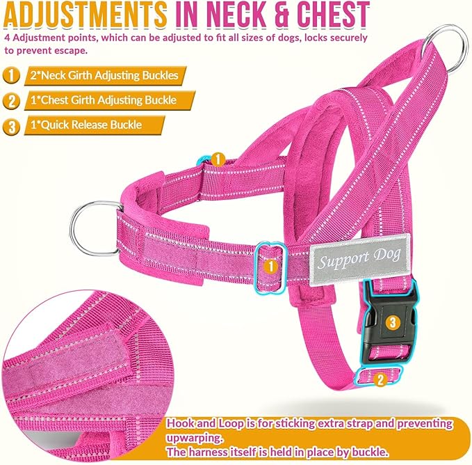 SlowTon No Pull Dog Harness - Heavy Duty Dog Harness and Leash Set for Medium Large Dogs, Reflective Tactical Harness with Soft Padded and Front Clip for Easy Walk and Training （FU, M