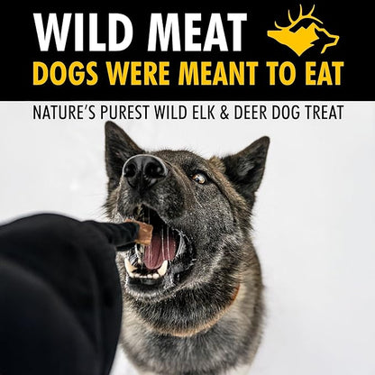 MOUNTAIN WILD Venison Jerky Training Treats for Dogs – Elk & Deer Meat Protein Dog Treat High-Value Reward – All-Natural, No Fillers, Grain-Free, No Artificial Preservatives – 8 oz (2 Pack)
