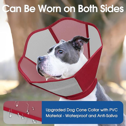 Dog Cones for Large Dogs, Soft Cone for Dogs to Stop Licking, Adjustable Dog Cone Collar Alternative After Surgery for Wound Care, Spay, Neuter, Red XL