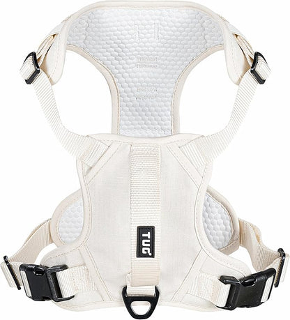 TUG Dog Harness with 2 Leash Connection Points | Adjustable, Padded, Lightweight | Handle on Back | No-Pull Front Clip (Small, Cream)