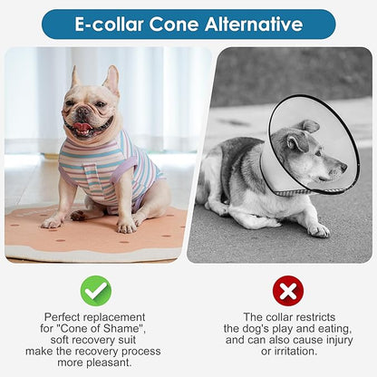 cyeollo Recovery Suit for Dogs Surgery Suit Female Spay Soft Pet Onesie Bodysuit Male Dog Neuter, Small Dogs Surgical Recovery Shirt, Striped, XS