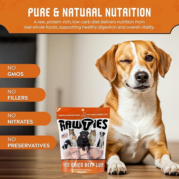 Premium Freeze-Dried Variety Pack - Beef Liver, Heart, Patties and Liver for Dogs – 100% USA-Sourced Raw Meat Dog Food – Grain-Free, High Protein Nutrition for Small & Large Breeds
