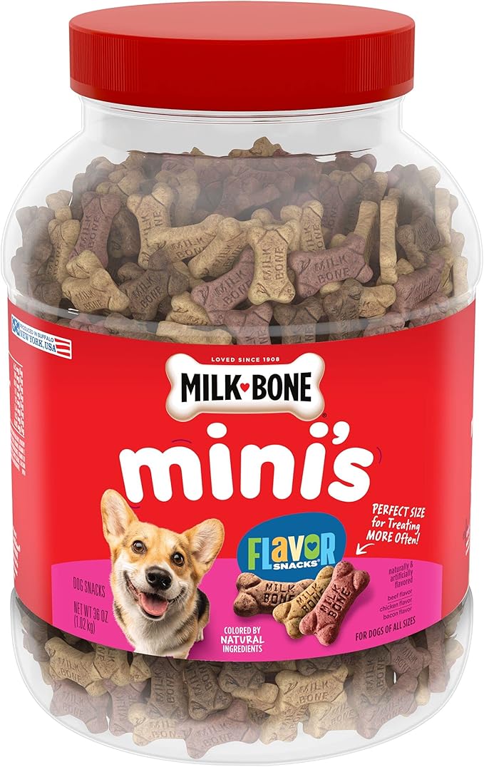 Milk-Bone Dog Treats Bundle: Soft & Chewy Chicken 25 Ounce + Flavor Snacks Mini's Dog Biscuits 36 Ounce