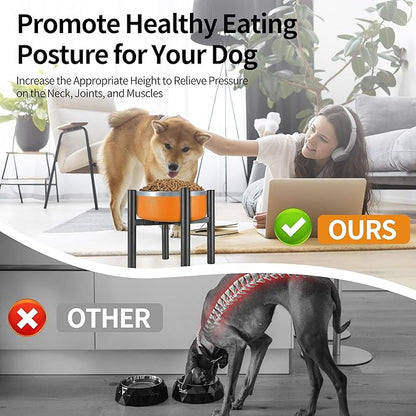 PROERR Lifted Dog Bowl Stand - Without Bowls, Single Raise Pet Food Table Adjustable Wide 6-10", Tall 8 10 12" - Bowl Stand Size Optional, Dog Bowls Holder Elevated for Small Medium Large Dogs Breed