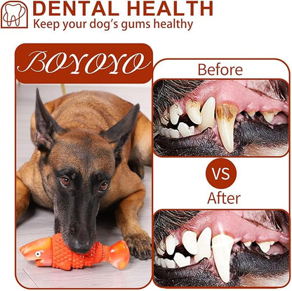 BoYoYo Indestructible Dog Toys for Aggressive Chewers Large Breeds, Durable Squeaky Toys for Super Chewers, Heavy Duty Tough Bone to Keep Them Busy, Interactive Dog Chew for Medium Breed