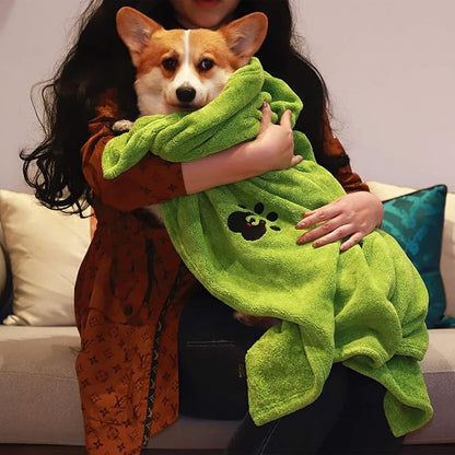 Dogvingpk Extra Large Dog Towel Super Absorbent Soft Microfiber Pet Bath Grooming Towels for Drying Dogs and Other Pets (XL-55" * 36", Green)