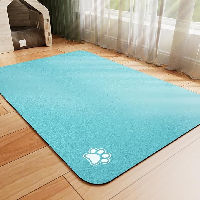 HotLive Dog Food Mat - Absorbent Cat Mat for Food and Water, No Stains Pet Feeding Bowl Mat, Easy to Clean Pet Placemats, Quick Dry Dog Water Dispenser Mat for Messy Drinkers | Paw Teal 16"x 24"
