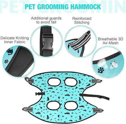 ATESON Dog&Cat Grooming Hammock - Pet Harness for Grooming Nail Trimming (XS 15lb), Dog Sling for Nail Clipping, Dog Hanging Holder for Cutting Nail with Nail Clippers