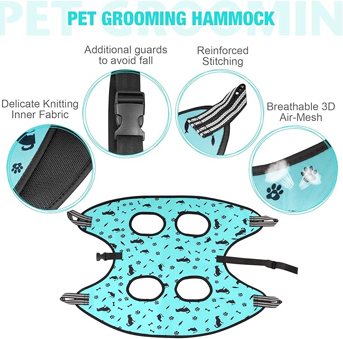 ATESON Dog Grooming Hammock - Pet Harness for Grooming, Dog Sling for Nail Clipping, Dog Hanging Holder for Cutting Nails