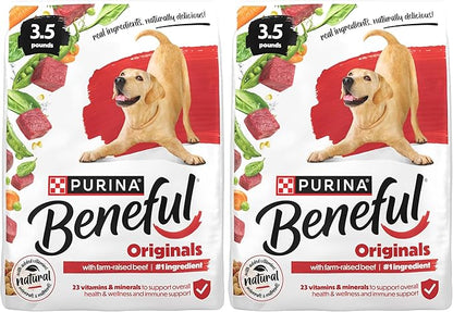 Beneful Purina Originals with Farm-Raised Beef Natural Dog Food Dry Recipe with Added Vitamins, Minerals and Nutrients - 3.5 lb. Bags, (Pack of 8)