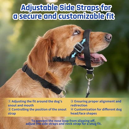 BARKLESS Dog Training Head Collar for Pulling, No Pull Head Halter with Adjustable Safety Strap, Anti-Pull Soft Padded Muzzle Leash for Walking Training Leash Reactive Large Dogs