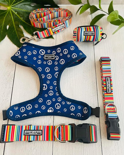 Lucky Love Dog - Easy Click Buckle Dog Collar with Leash Set Combo, Durable & Comfortable for Male & Female Dogs, Pet Collar for Medium Dogs, Secure Fit - Hippie Combo, Medium