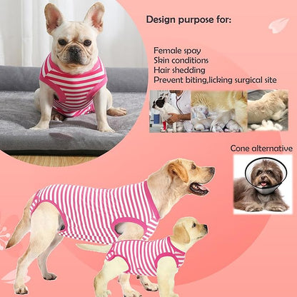 Dog Recovery Suit Post Surgery Shirt,Medium Female Spay Wound Protective Suit,Pink M