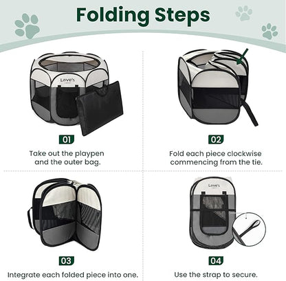 Love's cabin Pet Puppy Dog Playpen, Large Dog Tent Crates Cage Indoor/Outdoor, Portable Playpen for Cat, Foldable Pop Up Dog Kennel Playpen with Carring Case, Removable Zipper Top, Grey