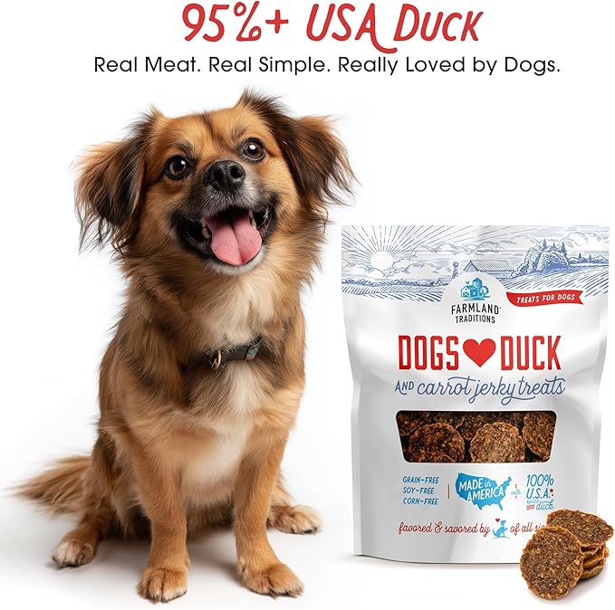 Farmland Traditions Filler Free Dogs Love Duck & Carrot Premium Jerky Treats. (5 oz)