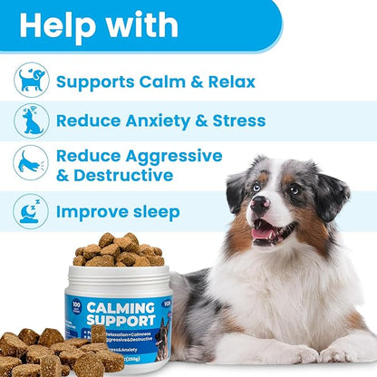 Calming Chews for Dog,Dog Calming Chews Anxiety&Stress Relief Treat with Melatonin,L-Theanine,Sleep Aid for Small/Large Dogs for Separation,Barking,Thunderstorm,Fireworks,Travel,Vet Visit -100 Counts
