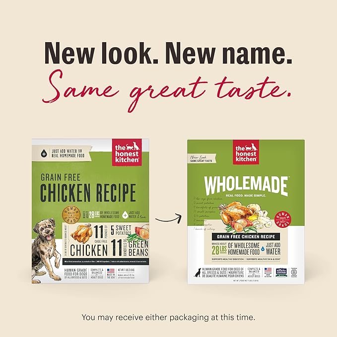 The Honest Kitchen Human Grade Wholemade™ Dehydrated Dog Food, Grain Free Chicken, 10 lb (makes 40lbs)