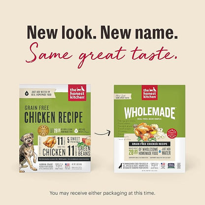 The Honest Kitchen Human Grade Wholemade™ Dehydrated Grain Free Chicken Dog Food - Complete & Balanced Meal or Topper - 7 lb Box