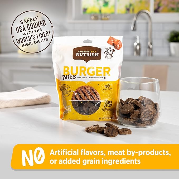 Nutrish Burger Bites Beef Recipe with Bison Premium Dog Treats, 12 oz. Pouch (Rachael Ray) (Pack of 2)