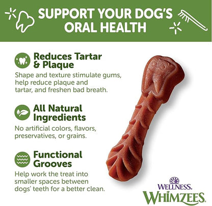 Wellness WHIMZEES Brushzees Dog Dental Treats,Extra Small Size Stick,48 Count (Pack of 2)
