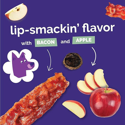 Fruitables Whole Jerky Bites, Healthy Dog Treats, Puppy Essentials, Jerky Dog Treats, Made in the USA, No Fillers or Nitrates, Real Bacon & Apple Flavor, 5oz