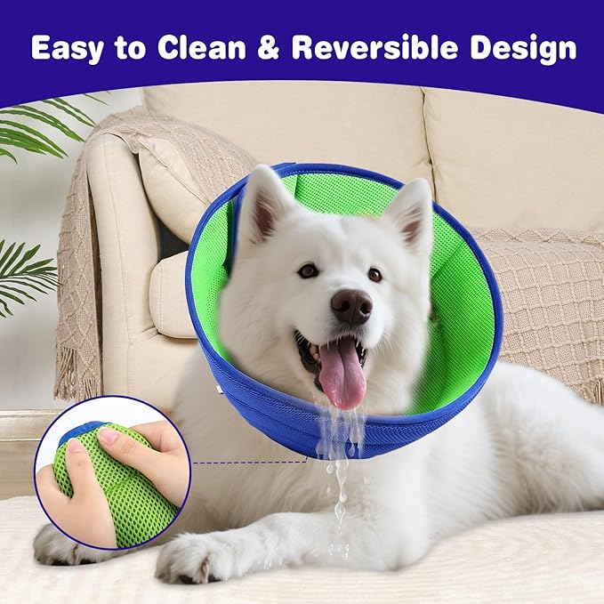 Soft Dog Cone Collar for Dogs to Stop Licking After Surgery, Breathable Pet Recovery Collar with Double-Layer Design, Comfy Elizabethan Collars (Upgraded-Thickened, XL)