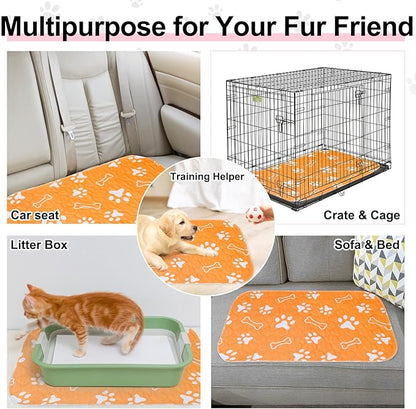BEAUTYZOO 6 Pack Washable Pee Pads for Dogs, Reusable Puppy Pads for Potty Training, Waterproof Super Absorbent Whelping Pads Mats Non Slip Against Urine for Small Medium Dogs Cats, 16" x 24"