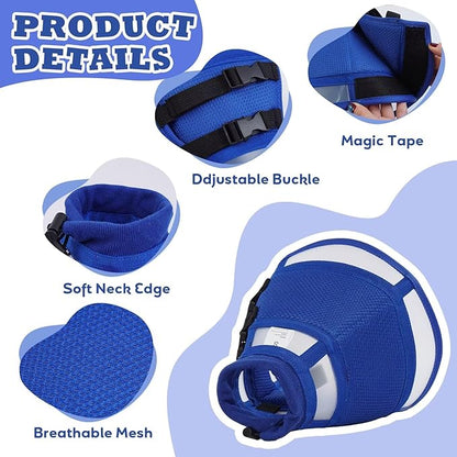 Soft Dog Cone for Dogs After Surgery,Foldable Dog's Cone Collar,Adjustable E Collar Alternative to Stop Licking,Pet Cones for Dog,Doggy Surgery Collar,Dogs Recovery Collars & Cones,Blue,L