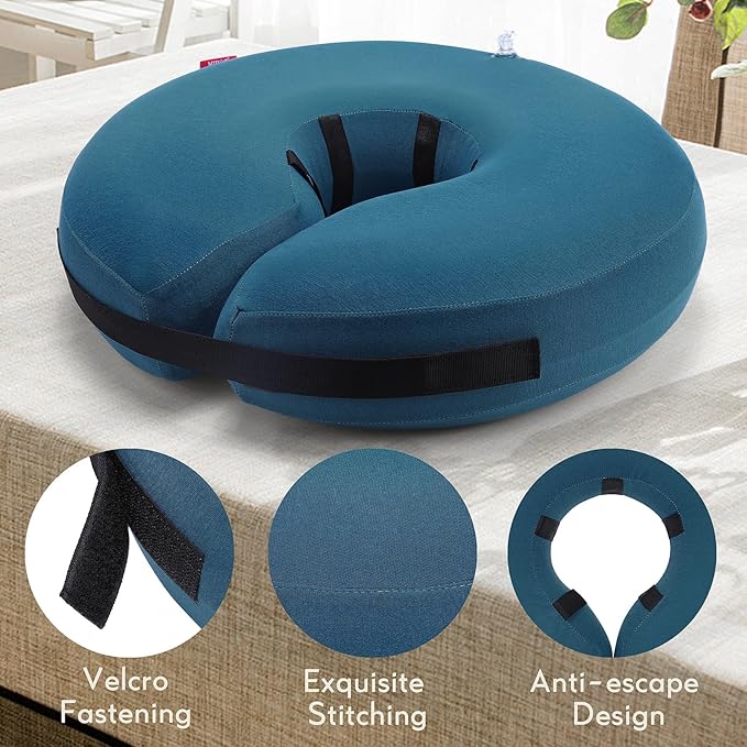 MIDOG Dog Cone - Inflatable Soft Donut Collar Alternative for Dogs After Surgery, Protective Recovery Collar Prevents Licking, Comfortable E-Collar Alternative for Small Medium Large Dogs (Blue, M+)