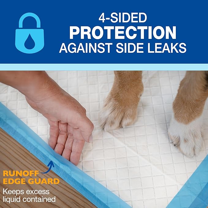 Four Paws Wee-Wee Superior Performance Unscented Extra-Large Pee Pads for Dogs & Puppies, Quilted Leak-Proof Dog Housebreaking Potty Training Floor Protection, 28" x 34", 200 Count