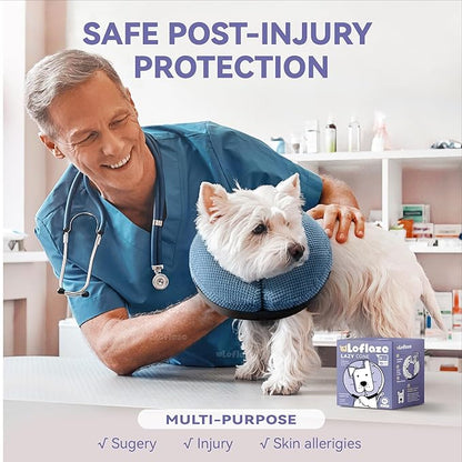 Loflaze Inflatable Dog Cone Collar - Dog Neck Donut Cone Collar Alternative After Surgery - Soft Cone for Large Medium Small Dogs Cats - Alternative Recovery E Collar (Blue, S)