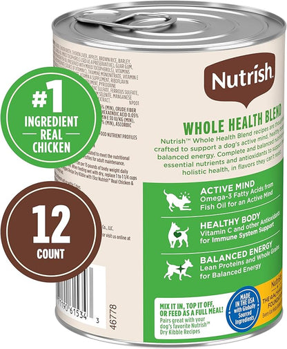 Nutrish Premium Paté Wet Dog Food,Real Chicken & Apple Recipe Whole Health Blend,13 oz. Can,(Rachael Ray),(Pack of 24)
