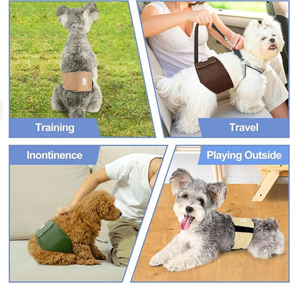 5 Pack Dog Diapers Male Reusable, Premium Belly Bands for Dogs, High Absorbing Male Dog Pee Wraps for Doggie in Incontinence or Excitable Urination Gray,Green,Brown XL