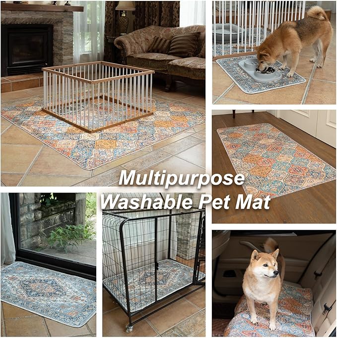 nunubaby Washable Pee Pads for Dogs, Stylish, Non-Slip and Leak-Proof Pee Pads. Reusable Potty Pads for Dogs for Crates and Floors.(Red/Rect, 36" x36" )