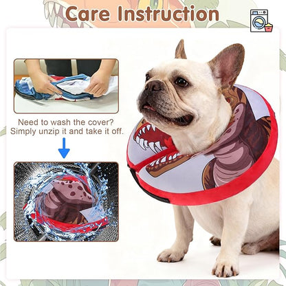 BEAUTYZOO Dog Cone Alternative After Surgery for Large Medium Small Dogs, Soft Inflatable Cone Collar for Dogs Cats, Pet Neck Donut E Collar Dog Recovery Collars to Stop Licking, Dinosaur, XL