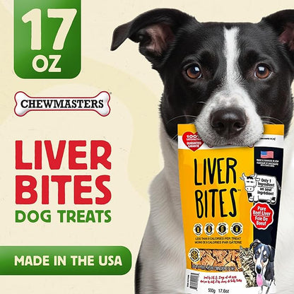 Chewmasters 100% Pure Beef Liver Bites - Healthy Freeze Dried Liver Treats for Dogs of All Life Stages - High Protein Dog Training Treats, Grain Free, All Natural, Zero Additives - Made in USA, 17.6oz