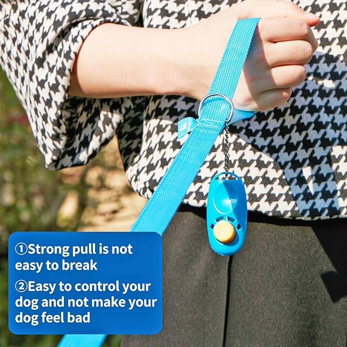 BAAPET 15/20/30/50/100 ft Long Dog Training Leash with Clickers for Small, Medium and Large Dogs or Cats (20 Feet, SkyBlue)