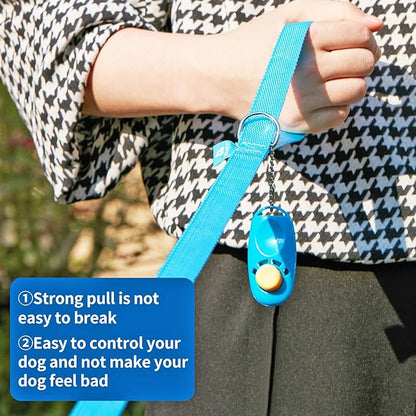 BAAPET 15/20/30/50/100 ft Long Dog Training Leash with Clickers for Small, Medium and Large Dogs or Cats (15 Feet, SkyBlue)