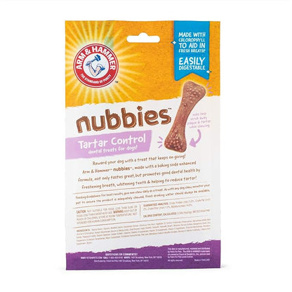 Arm & Hammer for Pets Nubbies Dental Treats - Baking Soda & Calcium Dog Dental Chews, Nubbed Texture Helps Scrub Plaque & Tartar While Chewing, Chicken Flavor, 5 Count, 1.75 Ounce