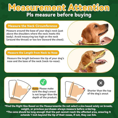 WinWeal Soft Dog Cone Collar for Dogs After Surgery, Transparent Breathable Pet Recovery Collar for Large Medium Dogs, Adjustable Dog Cone Collar, Elizabethan Collar (XL, Dark Green)